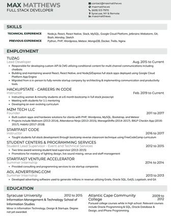 text based resume